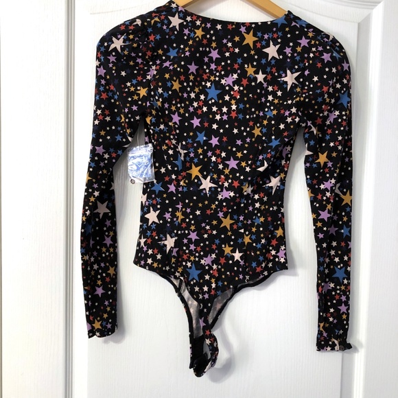 Free People Bodysuit Stars Thong Long Sleeve NWT - Picture 4 of 7